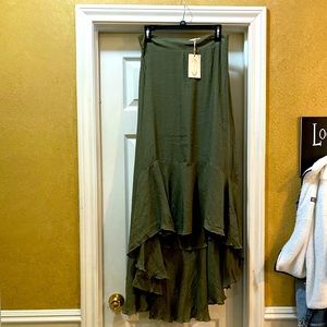 Joyfolie Olive Hi Lo Maxie Skirt